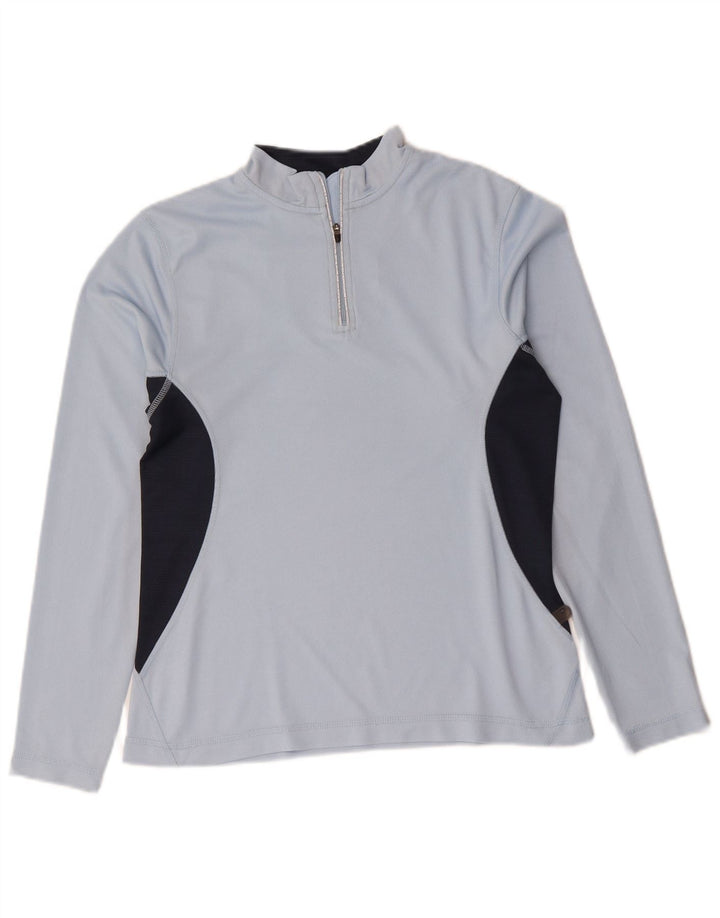 Crane Womens Zip Neck Top Long Sleeve UK 10 Small Blue Colourblock