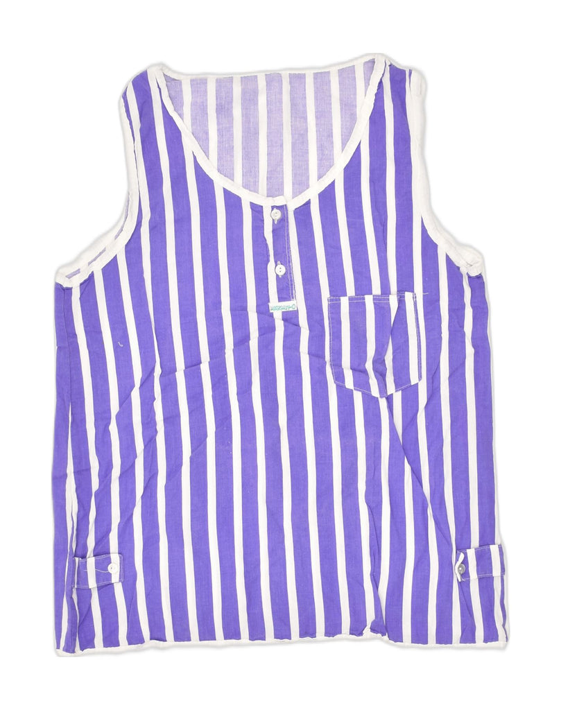 ERNESTO Womens Vest Top UK 14 Large Purple Striped Cotton | Vintage Ernesto | Thrift | Second-Hand Ernesto | Used Clothing | Messina Hembry 