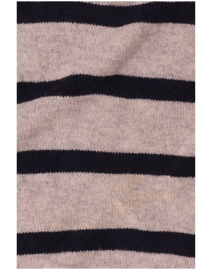 Marks & Spencer Womens Crew Neck Jumper Sweater UK 16 Large Grey Striped