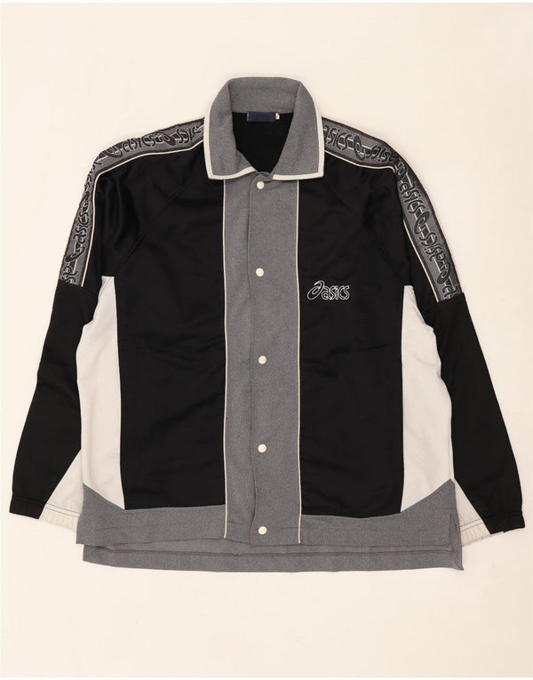 Asics Mens Graphic Tracksuit Top Jacket Large Black Colourblock