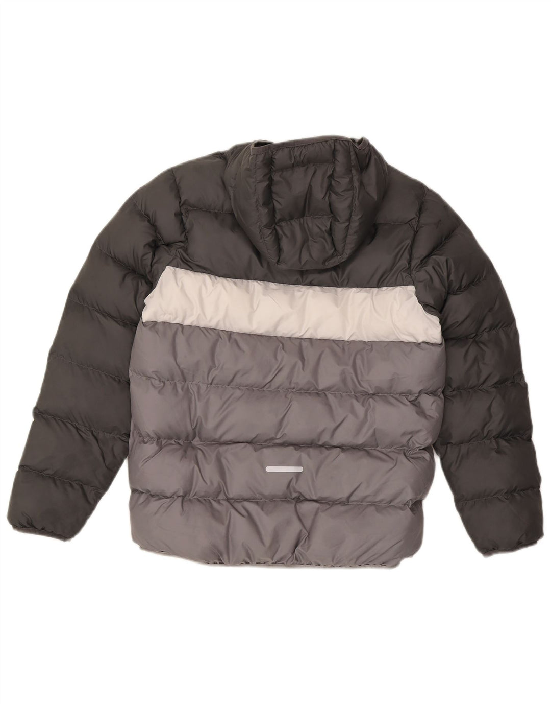 Adidas Boys Hooded Padded Jacket 13-14 Years Grey Colourblock Polyester