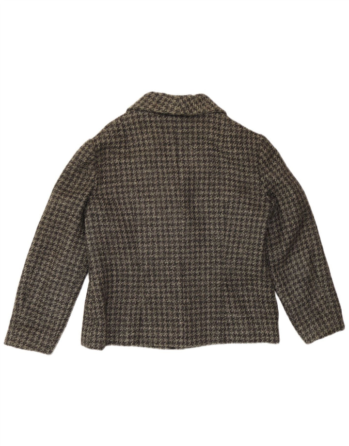 Vintage Womens 3 Button Blazer Jacket UK 14 Medium Grey Houndstooth