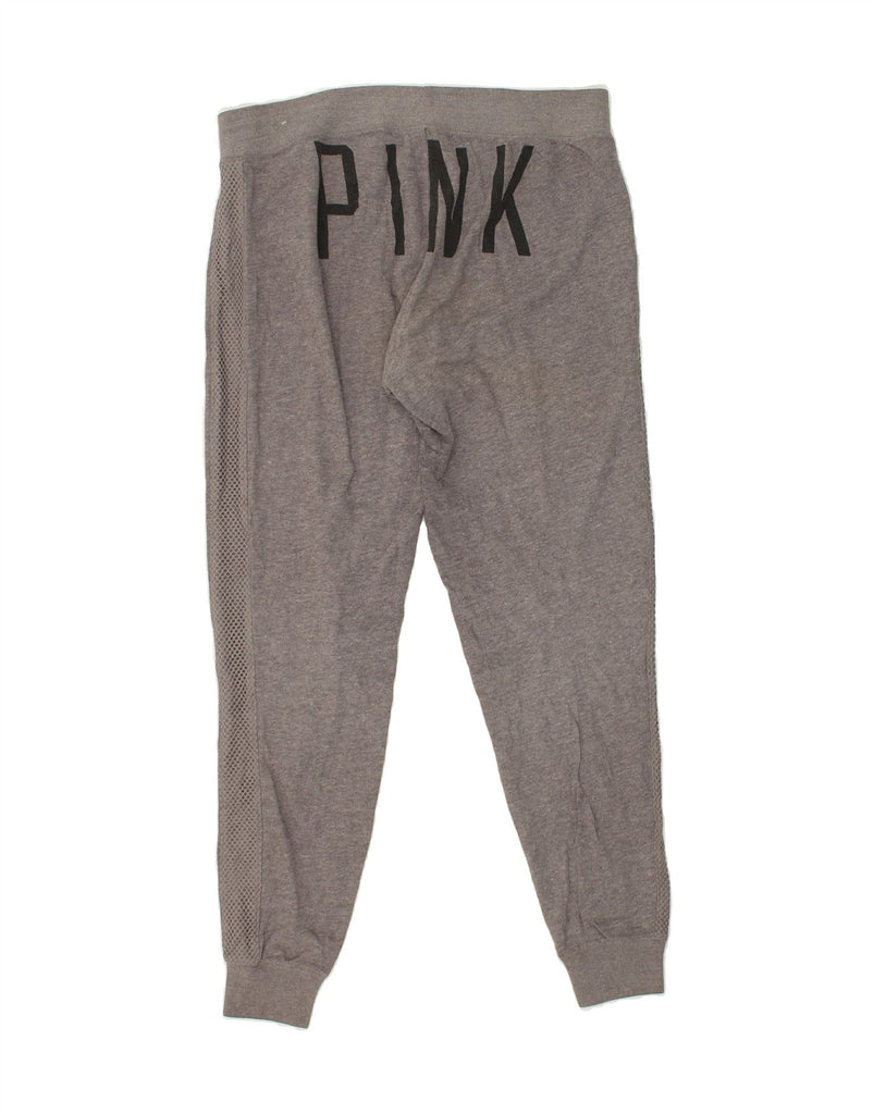 PINK Womens Graphic Tracksuit Trousers Joggers UK 10 Small Grey Cotton | Vintage Pink | Thrift | Second-Hand Pink | Used Clothing | Messina Hembry 