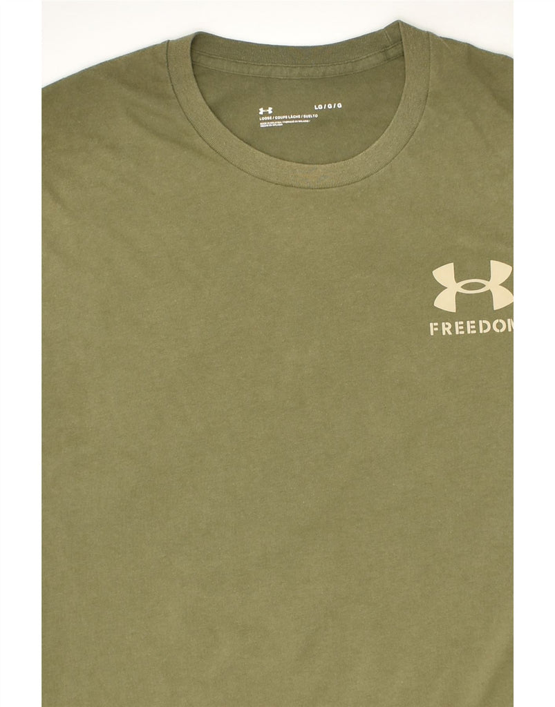 UNDER ARMOUR Mens Graphic T-Shirt Top Large Khaki Cotton | Vintage Under Armour | Thrift | Second-Hand Under Armour | Used Clothing | Messina Hembry 