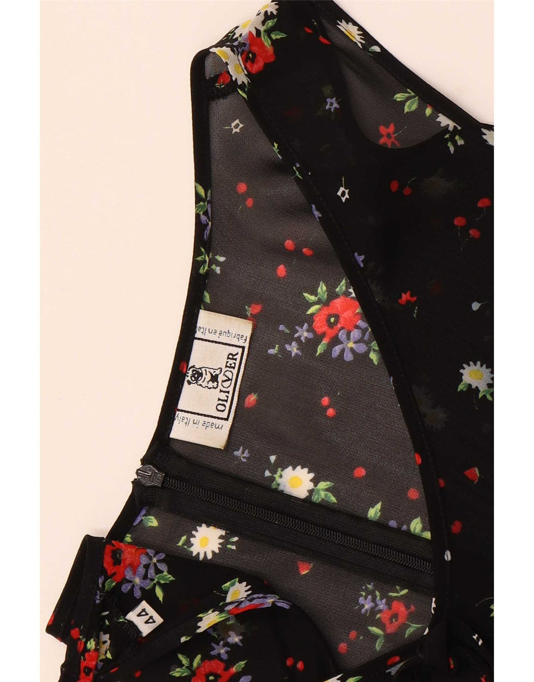Oliver By Valentino Womens Sleeveless Blouse Top IT 44 Medium Black Floral