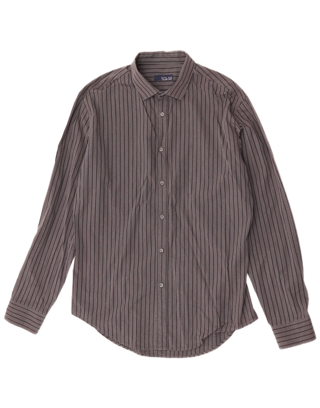 Zara Mens Shirt Large Grey Pinstripe