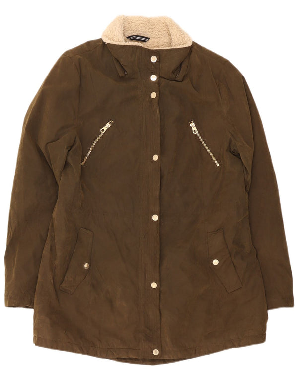 Nautica Womens Sherpa Parka Jacket UK 16 Large Khaki Polyester
