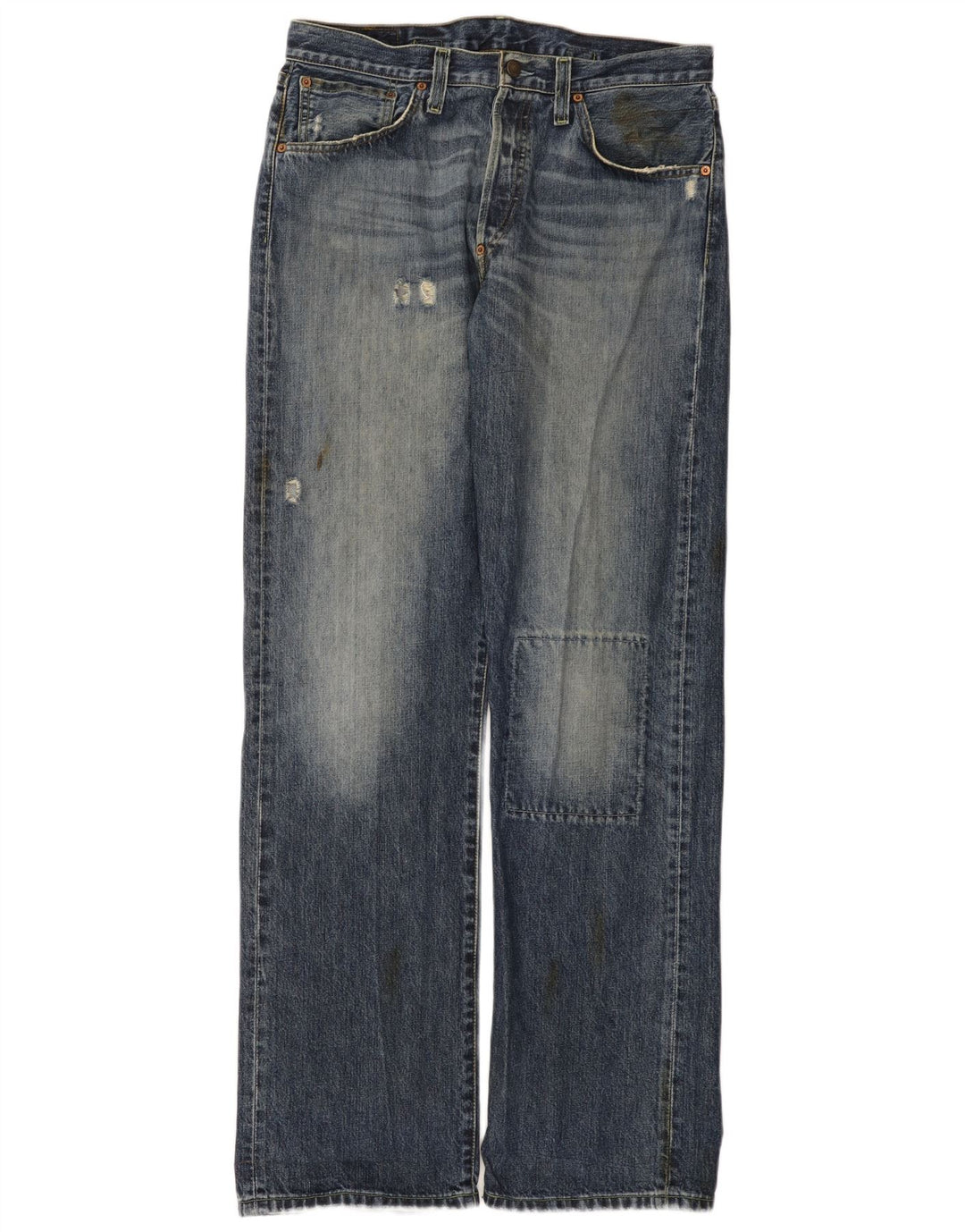 Levi's Mens 542 Distressed Bootcut Jeans W32 L34 Blue Cotton