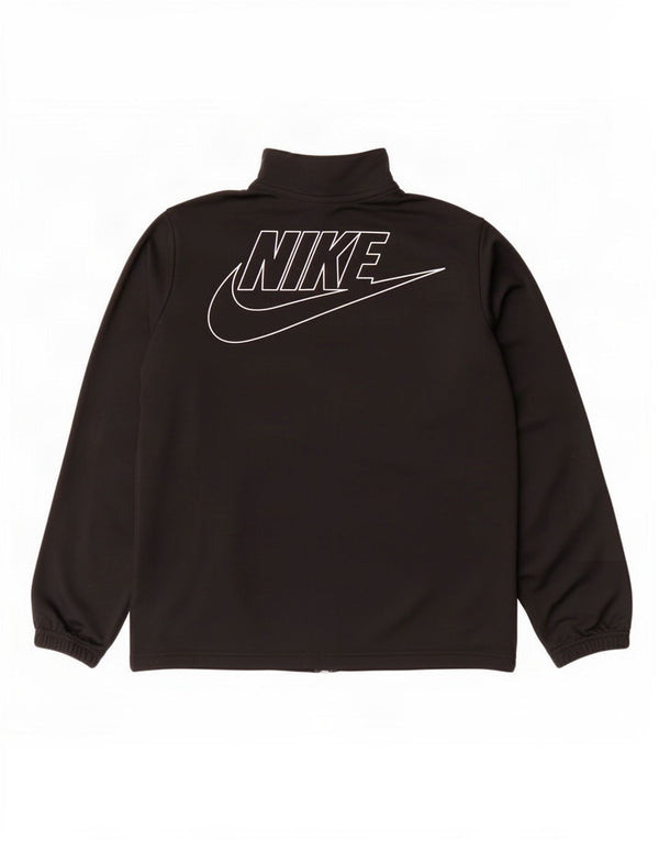 Nike Boys Graphic Tracksuit Top Jacket 12-13 Years XL Black Polyester