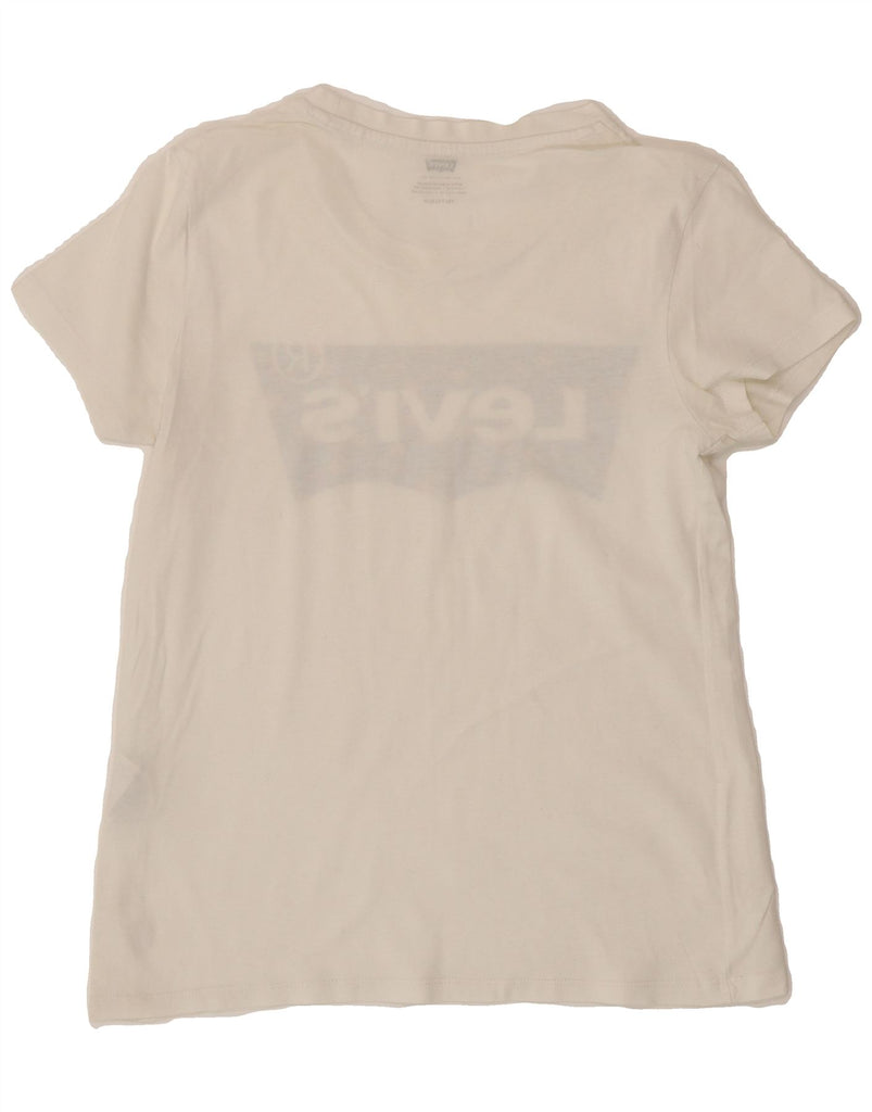 LEVI'S Womens Graphic T-Shirt Top UK 6 XS White Cotton Vintage Levi's and Second-Hand Levi's from Messina Hembry 