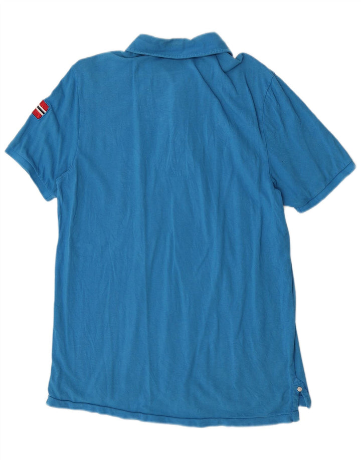 Napapijri Mens Graphic Polo Shirt Large Blue Cotton