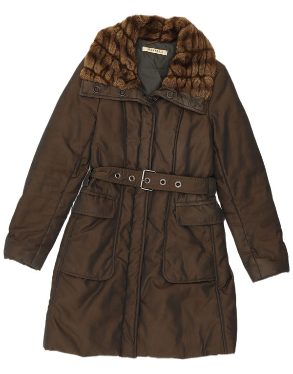 MARELLA Womens Padded Coat UK 12 Medium Brown Polyester
