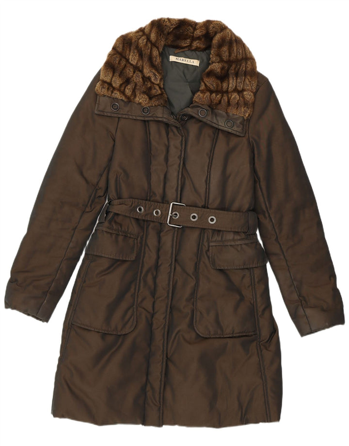 MARELLA Womens Padded Coat UK 12 Medium Brown Polyester