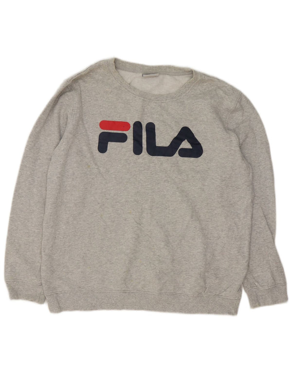 Fila Mens Graphic Sweatshirt Jumper Medium Grey Flecked Cotton