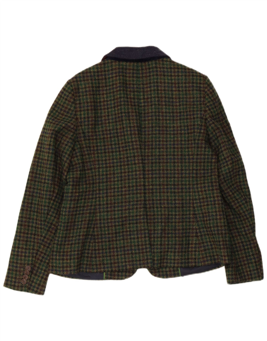 Hobbs Womens 1 Button Blazer Jacket UK 14 Large Green Houndstooth Wool
