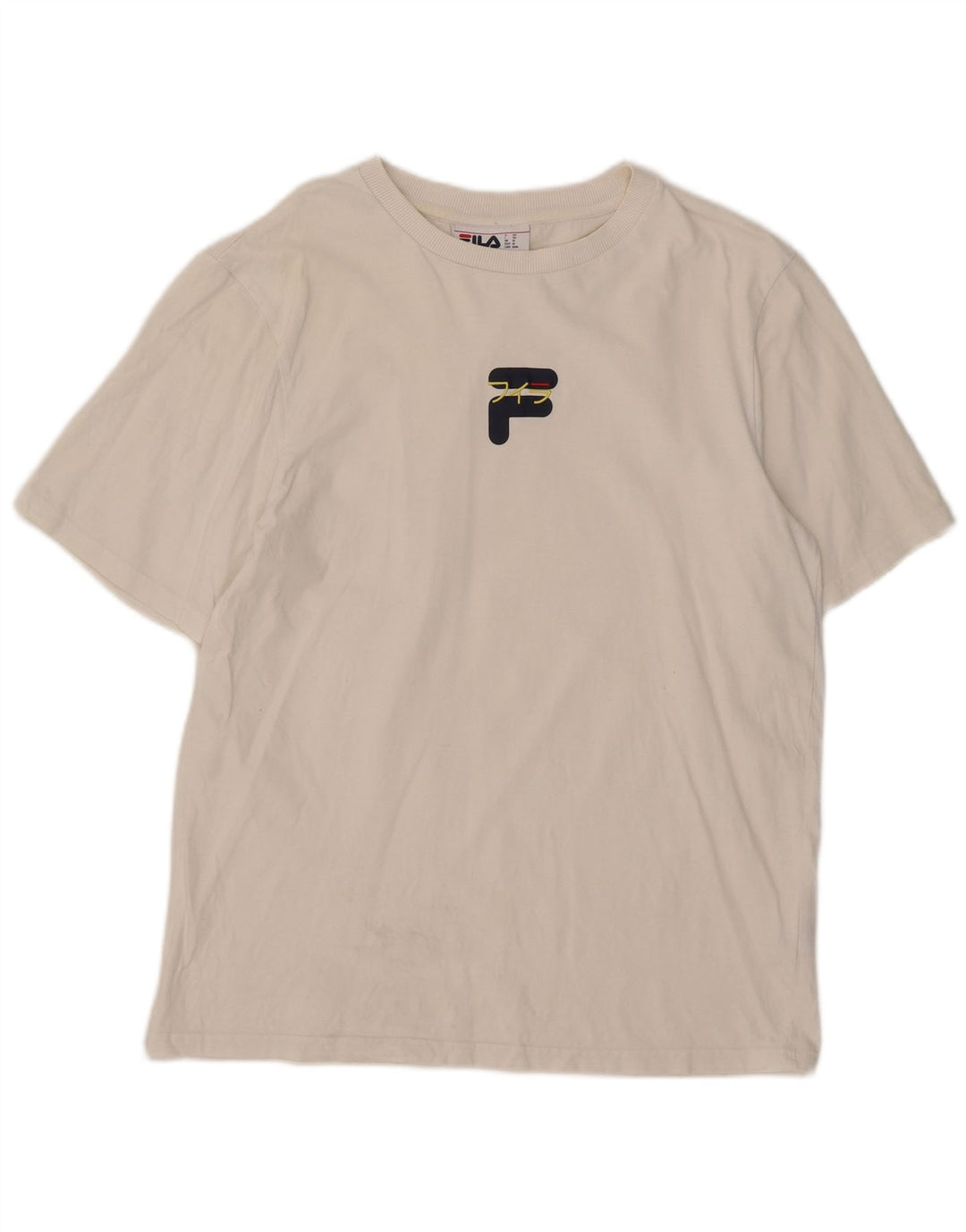 Fila Mens T-Shirt Top Medium White Cotton
