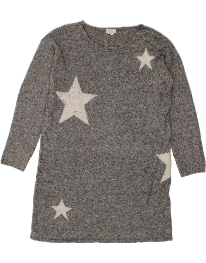 FAT FACE Womens Graphic Boat Neck Jumper Sweater UK 12 Medium Grey Vintage Fat Face and Second-Hand Fat Face from Messina Hembry 