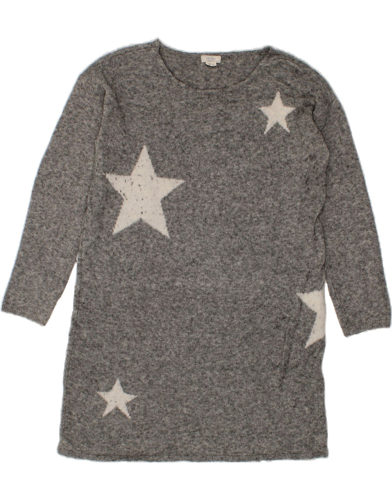 FAT FACE Womens Graphic Boat Neck Jumper Sweater UK 12 Medium Grey Vintage Fat Face and Second-Hand Fat Face from Messina Hembry 