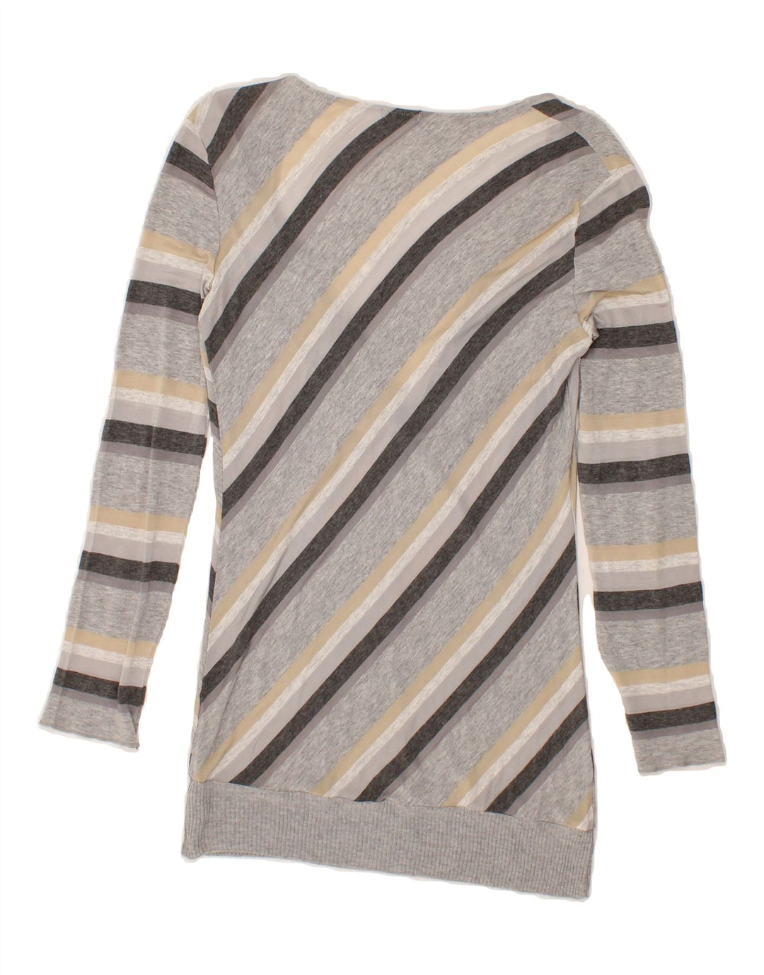 BENETTON Womens Longline Blouse Top UK 8 Small Grey Striped Vintage Benetton and Second-Hand Benetton from Messina Hembry 