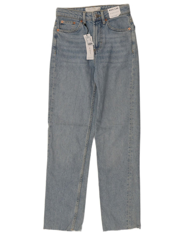 Topshop Womens Straight Jeans W24 L28 Blue Cotton