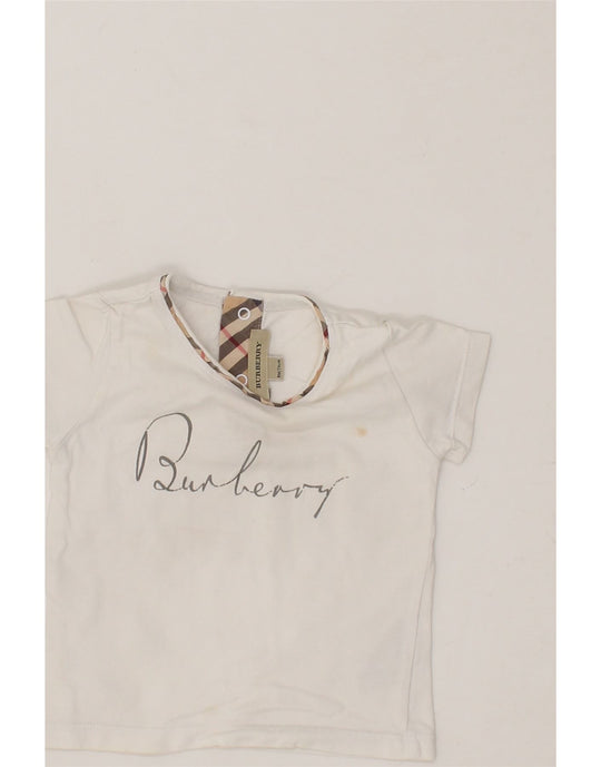 Camiseta estampada para bebe nino BURBERRY de 6 a 9 meses en algodon blanco Ropa vintage y de segunda mano online Messina Hembry