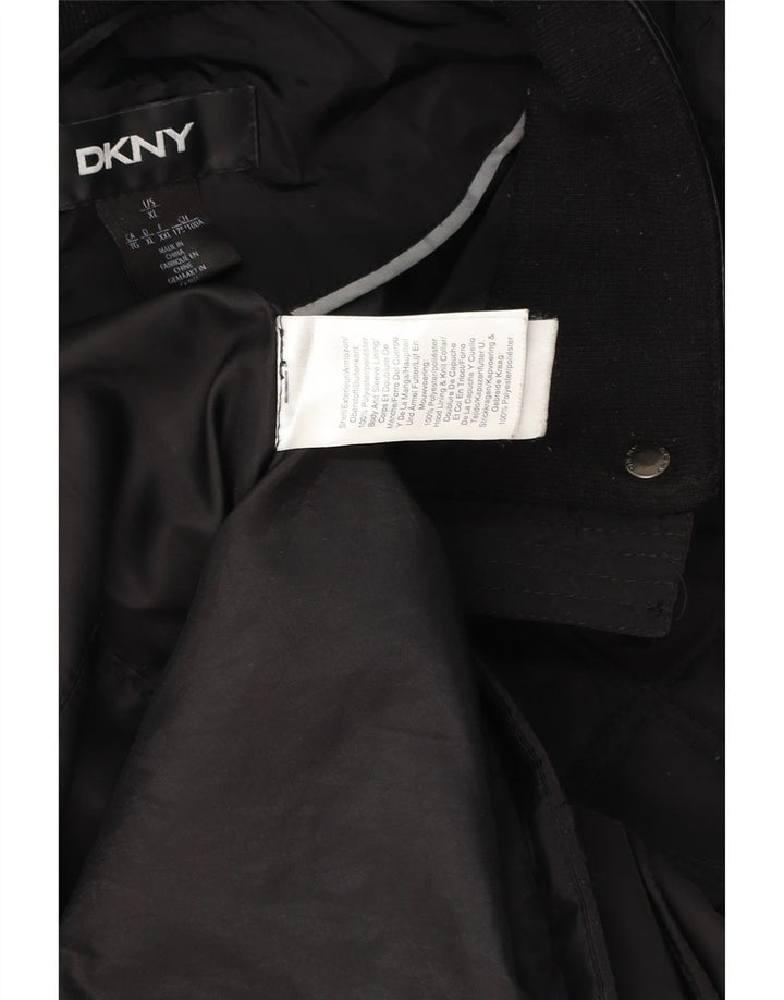 DKNY Womens Hooded Quilted Overcoat UK 18 XL Black Polyester