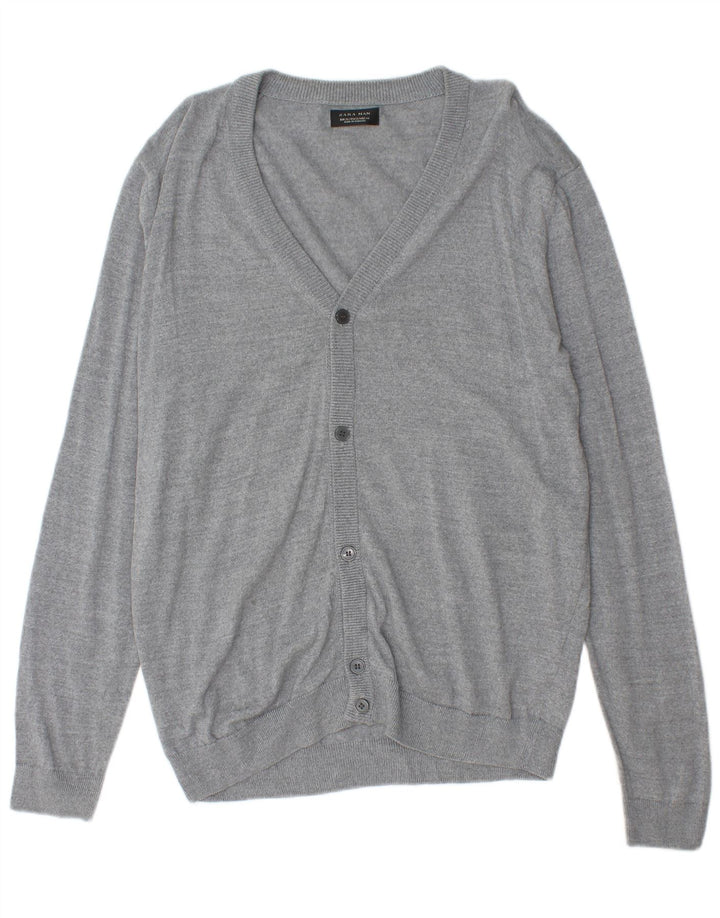 Zara Mens Cardigan Sweater XL Grey