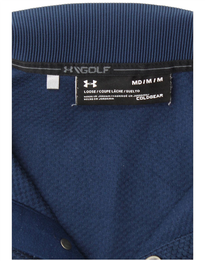 UNDER ARMOUR Mens Cold Gear Button Neck Sweatshirt Jumper Medium Navy Blue