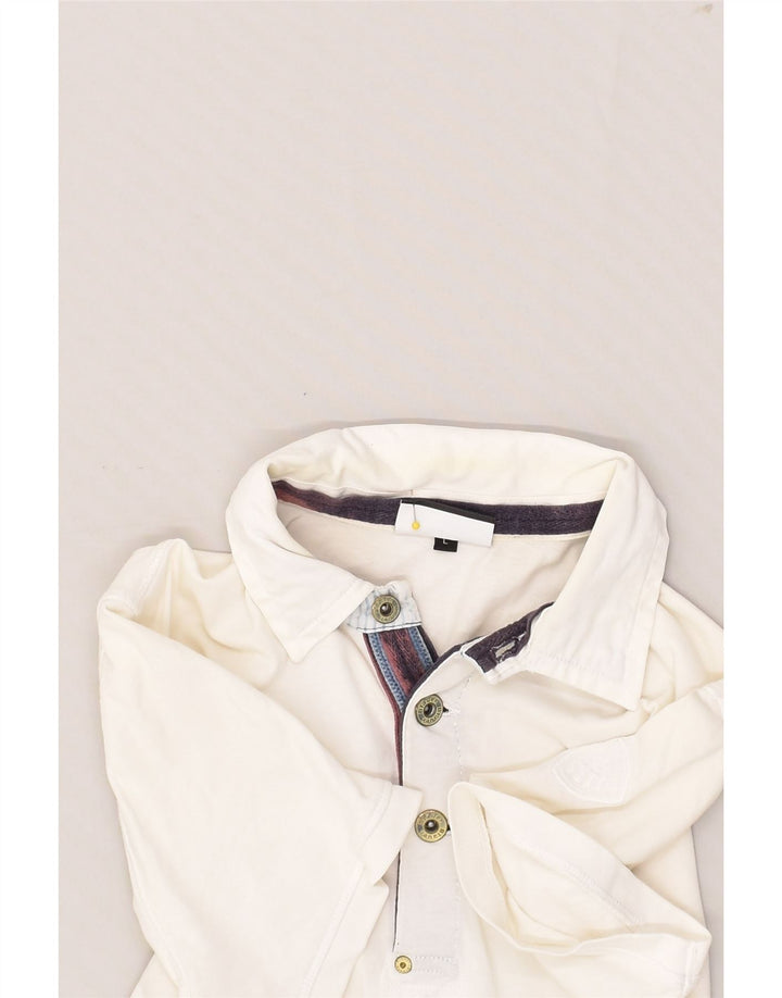 BLAUER Mens Slim Polo Shirt Large White Cotton | Vintage Blauer | Thrift | Second-Hand Blauer | Used Clothing | Messina Hembry 