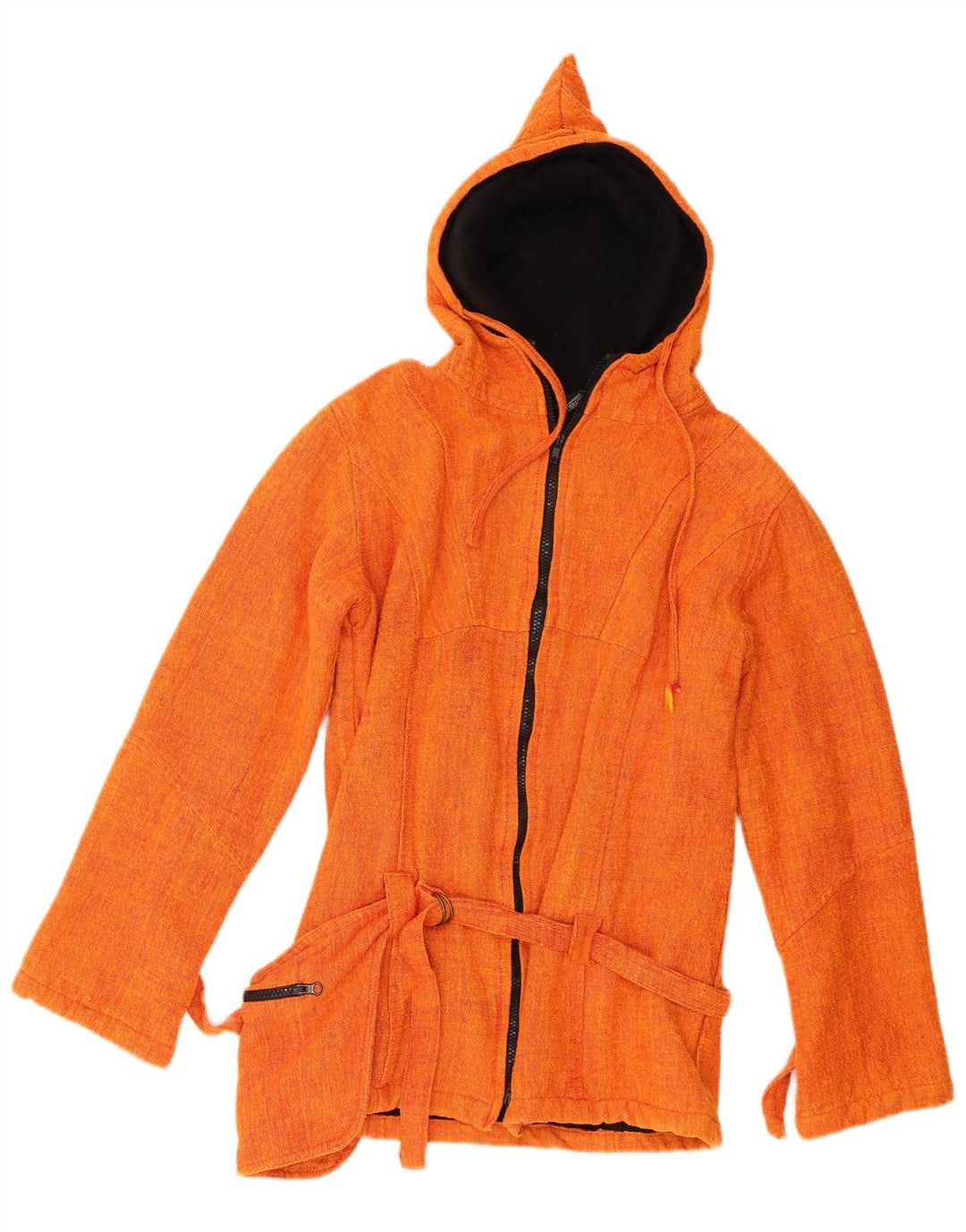 Coline Womens Hooded Bomber Jacket UK 12 Medium Orange Cotton