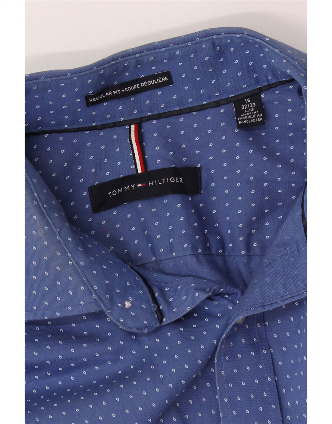 TOMMY HILFIGER Mens Regular Fit Shirt Size 16 Large Blue Spotted Cotton Vintage Tommy Hilfiger and Second-Hand Tommy Hilfiger from Messina Hembry 