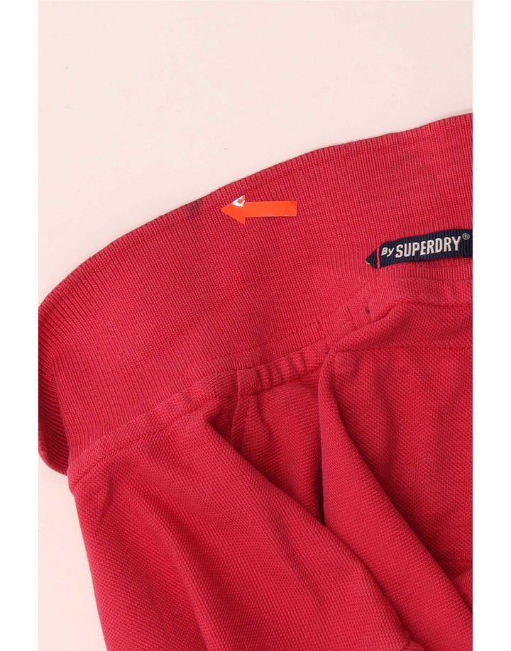 Superdry Mens Short Sleeve Polo Shirt Medium Pink Cotton
