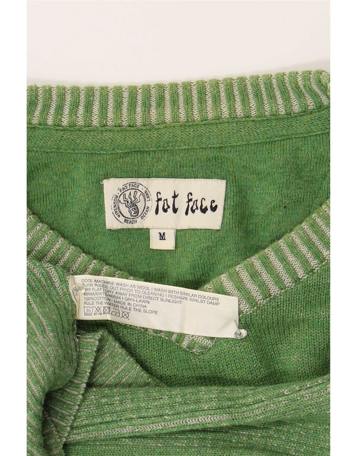 Fat Face Mens V-Neck Jumper Sweater Medium Green Cotton