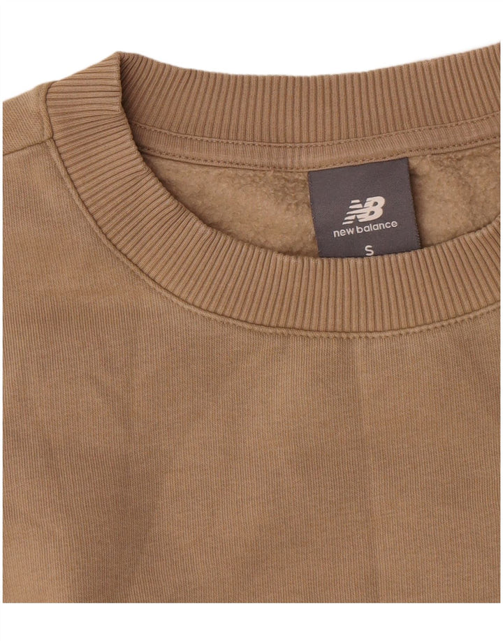 New Balance Womens Graphic Oversized Sweatshirt Jumper UK 10 Small Beige