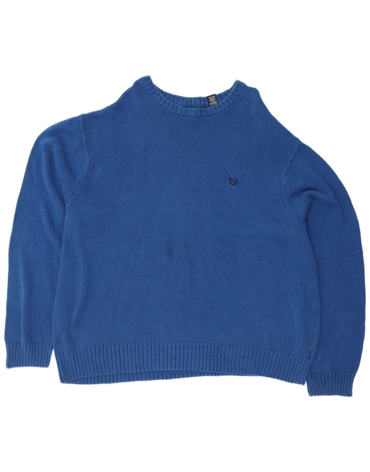 Chaps Mens Big Crew Neck Jumper Sweater 4XL Blue Cotton