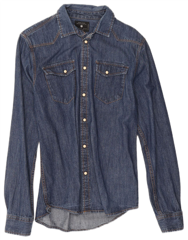 Zara Mens Denim Shirt Medium Blue