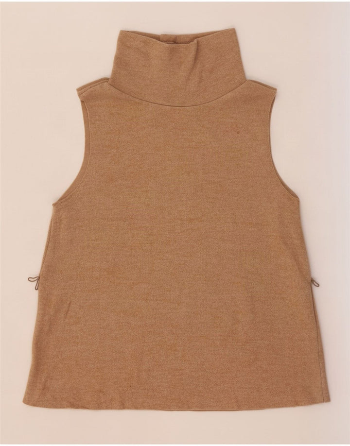 Zara Womens Vest Top UK 12 Medium Beige Cotton