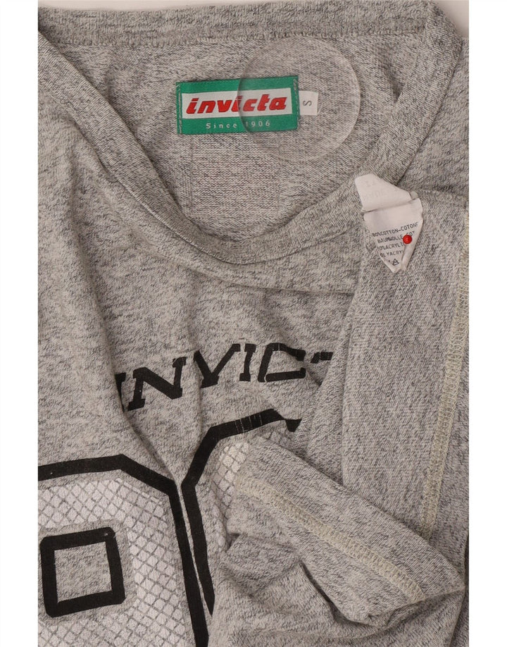 Invicta Mens Graphic T-Shirt Top Small Grey Flecked Cotton