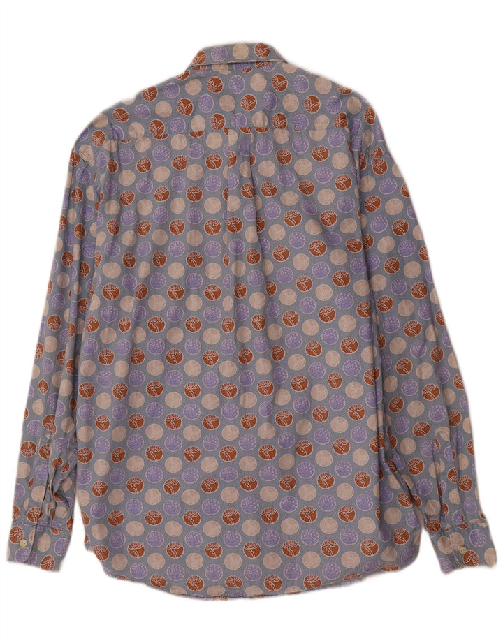 Controvento Mens Abstract Pattern Shirt Large Blue Cotton