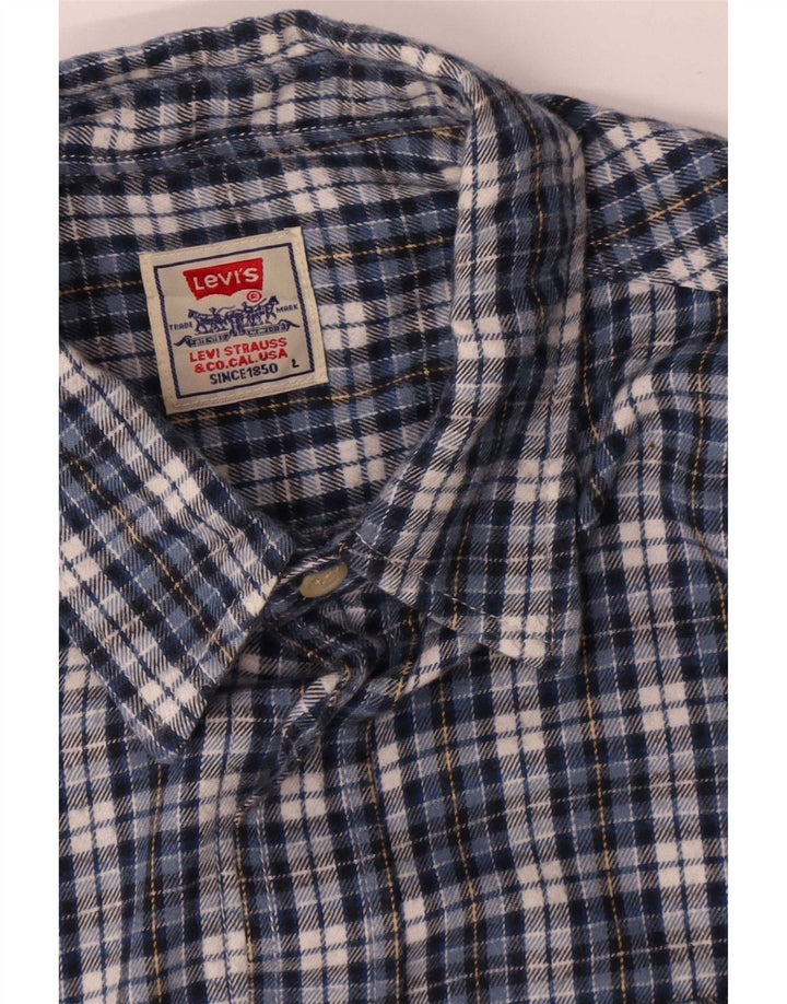 Levi's Mens Flannel Shirt Large Blue Check