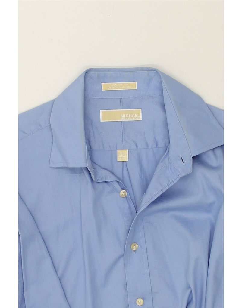 MICHAEL KORS Mens Shirt Size 16 1/2  Large Blue Cotton | Vintage Michael Kors | Thrift | Second-Hand Michael Kors | Used Clothing | Messina Hembry 