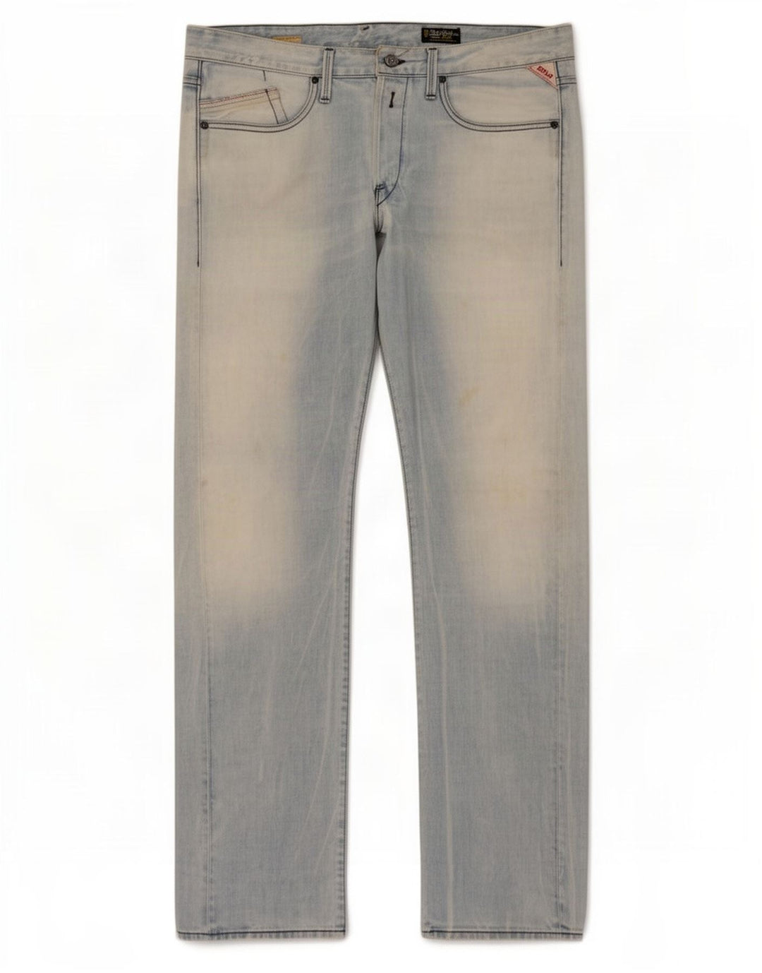 Replay Mens Straight Jeans W36 L34 Blue Cotton