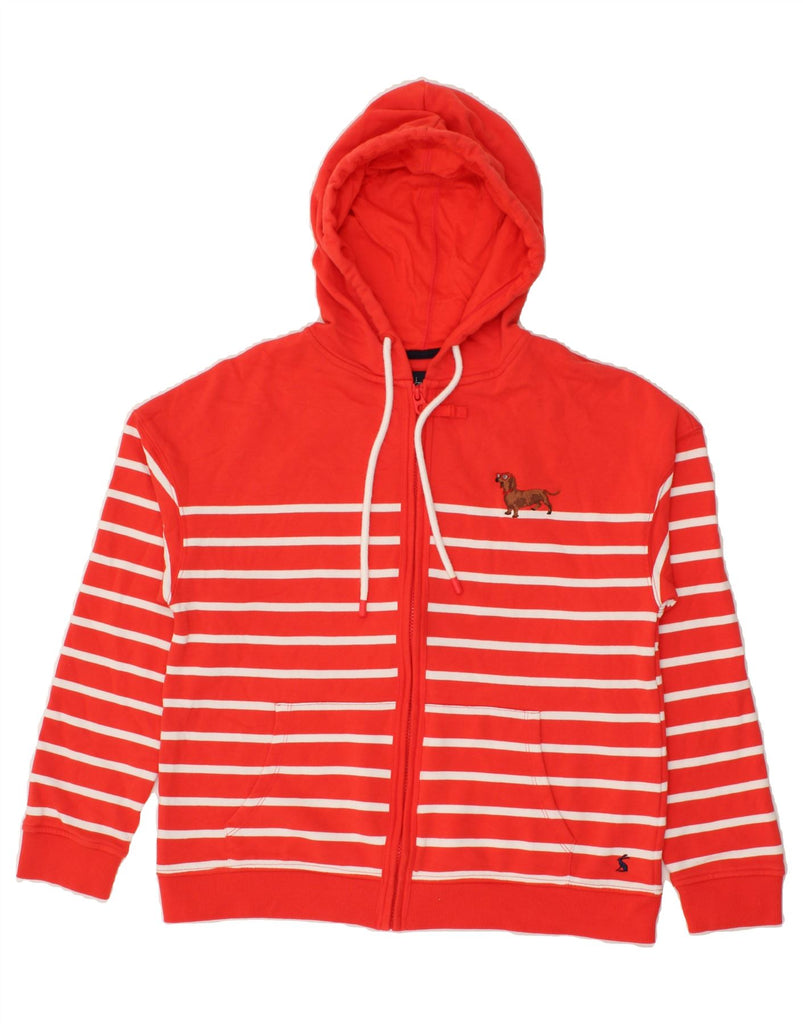 JOULES Womens Zip Hoodie Sweater UK 10 Small Red Striped Cotton | Vintage Joules | Thrift | Second-Hand Joules | Used Clothing | Messina Hembry 