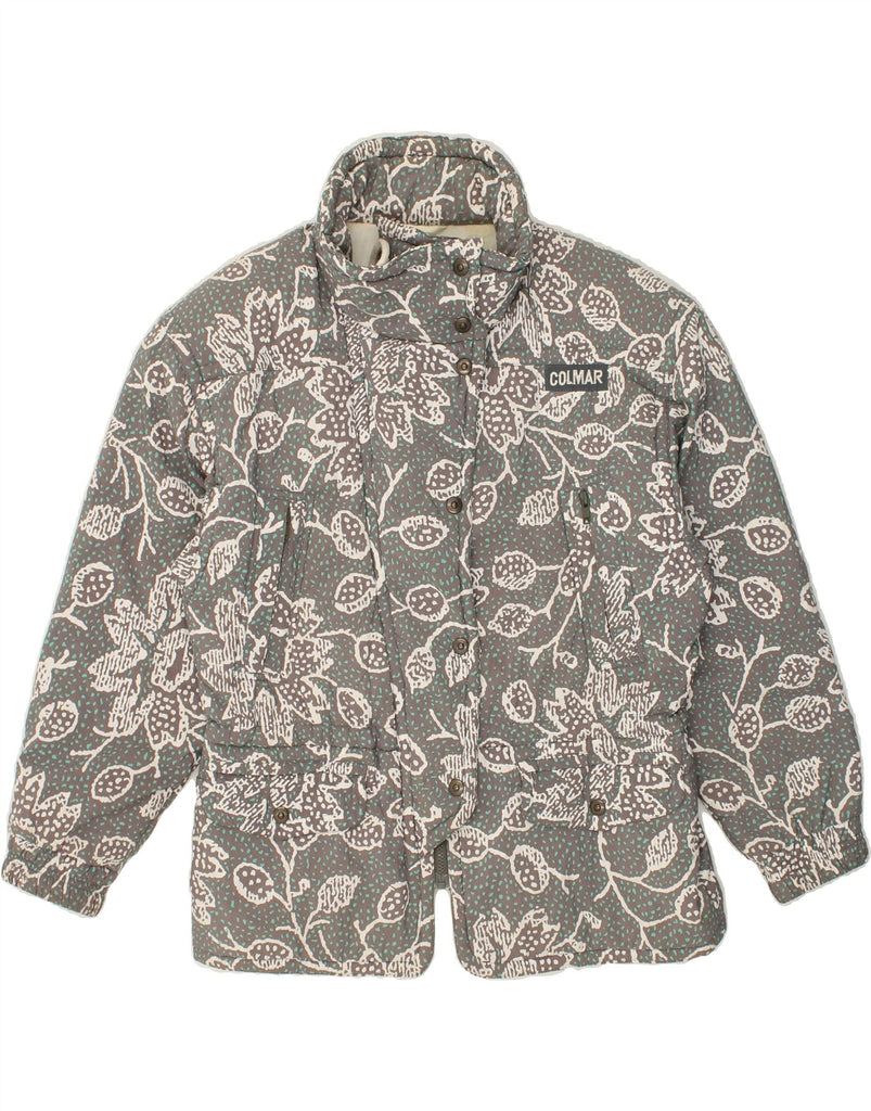 COLMAR Womens Windbreaker Jacket IT 46 Large Grey Floral Polyamide | Vintage Colmar | Thrift | Second-Hand Colmar | Used Clothing | Messina Hembry 