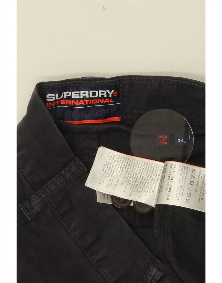 Superdry Mens Chino Shorts W34 Large Black Cotton
