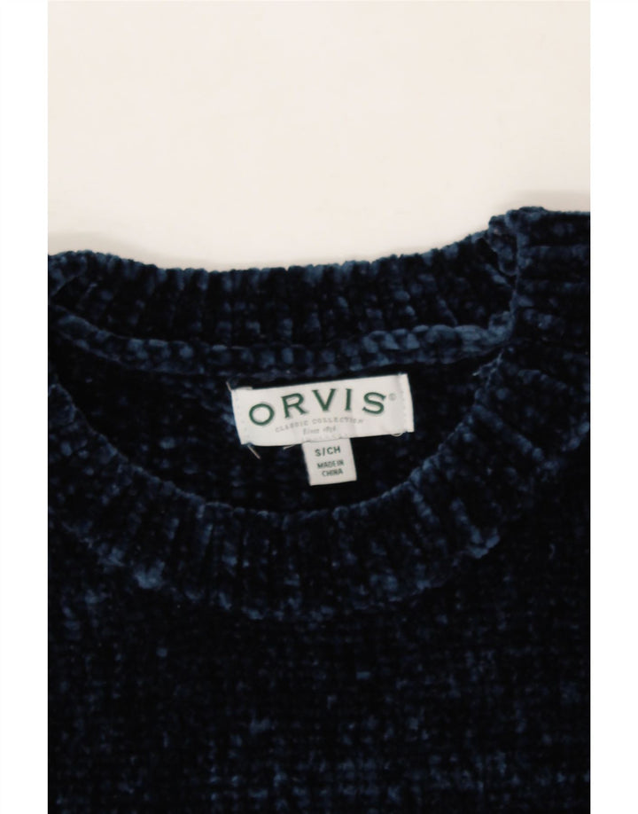 ORVIS Womens Crew Neck Jumper Sweater UK 10 Small Navy Blue Polyester Vintage Orvis and Second-Hand Orvis from Messina Hembry 