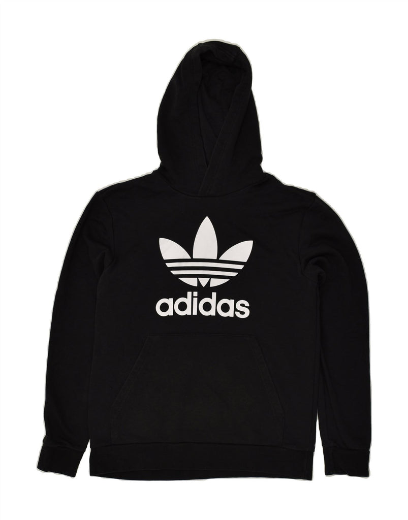 ADIDAS Boys Graphic Hoodie Jumper 13-14 Years Black Cotton | Vintage Adidas | Thrift | Second-Hand Adidas | Used Clothing | Messina Hembry 