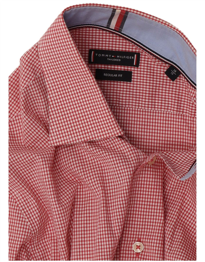 Tommy Hilfiger Mens Regular Fit Shirt Size 38 15 Medium Red Gingham