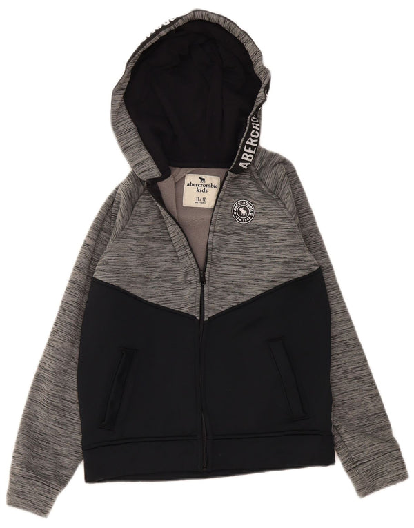 Abercrombie & Fitch Boys Zip Hoodie Sweater 11-12 Years Grey Colourblock