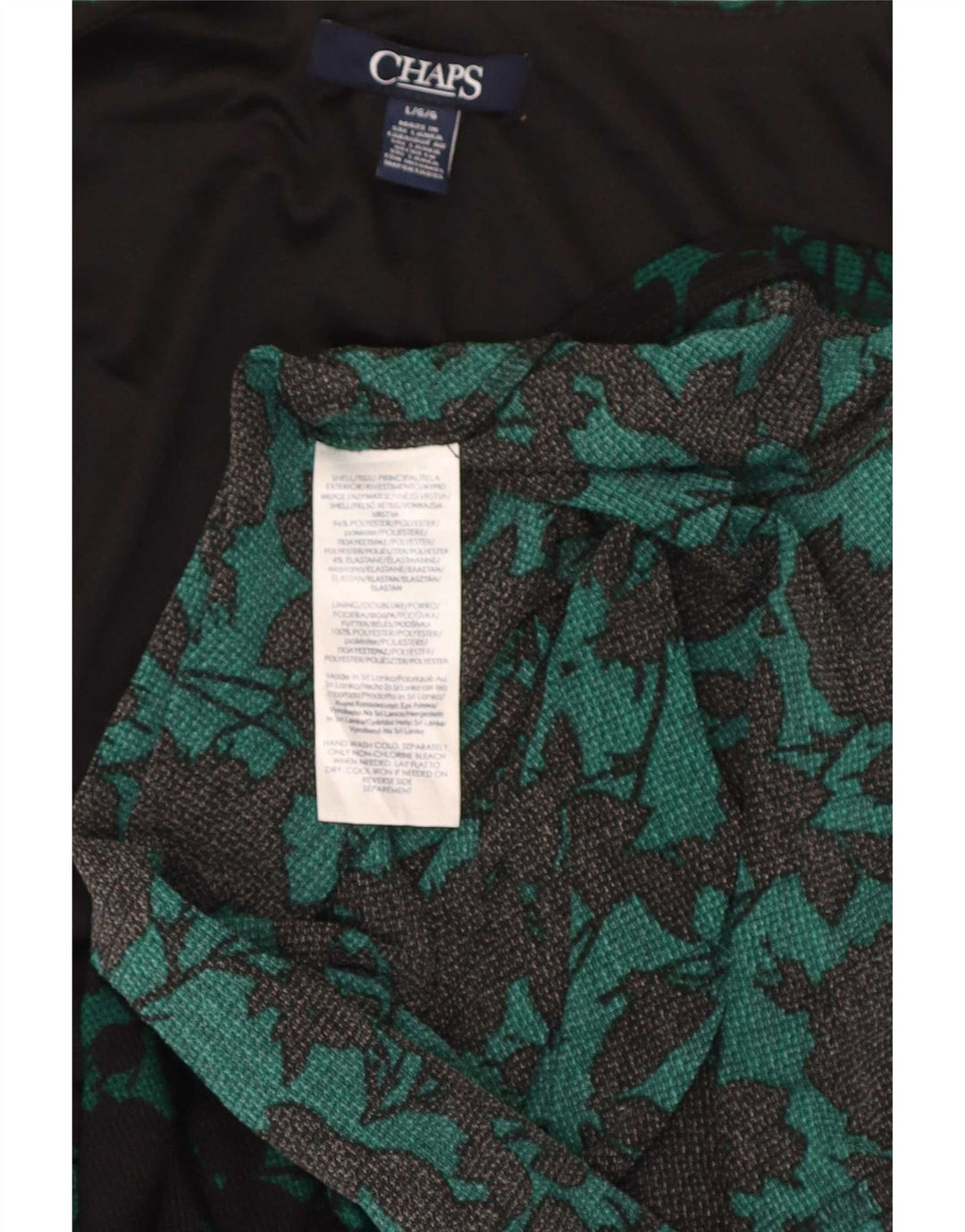 Chaps Womens 3/4 Sleeve Sheath Dress Large Green Floral Polyester